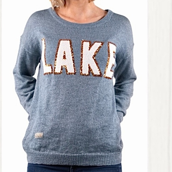 Simply Southern Sweaters - NWOT Simply Southern Blue LAKE Sweater Size XXL